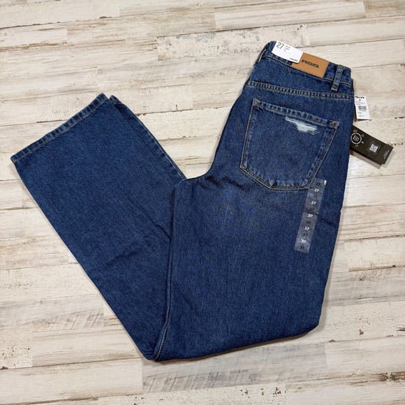 NWT RSQ High Rise Straight Leg Jeans Med Wash Distressed Button Fly Womens Sz 27 - Picture 9 of 9
